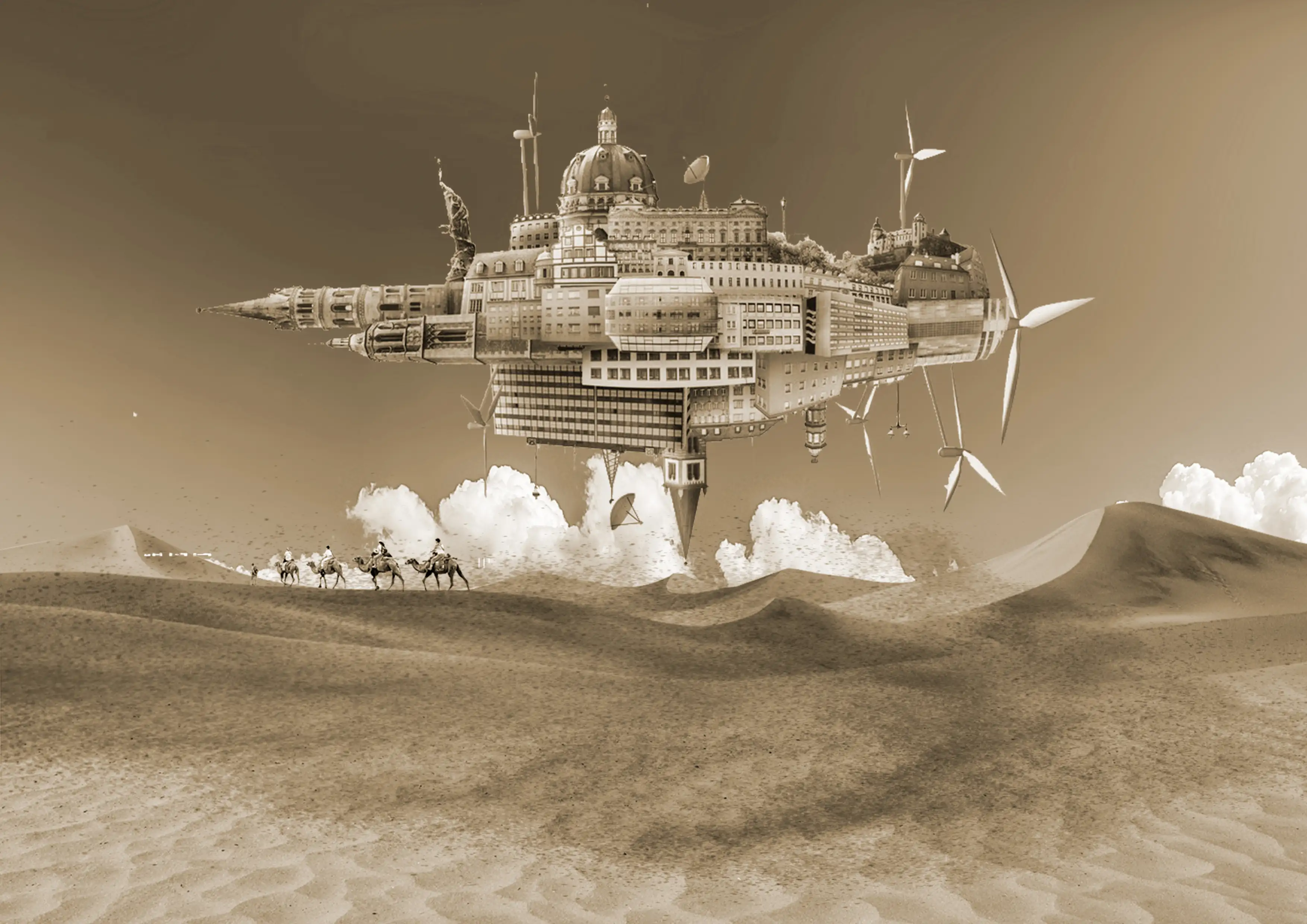 Futuristic structure in desert